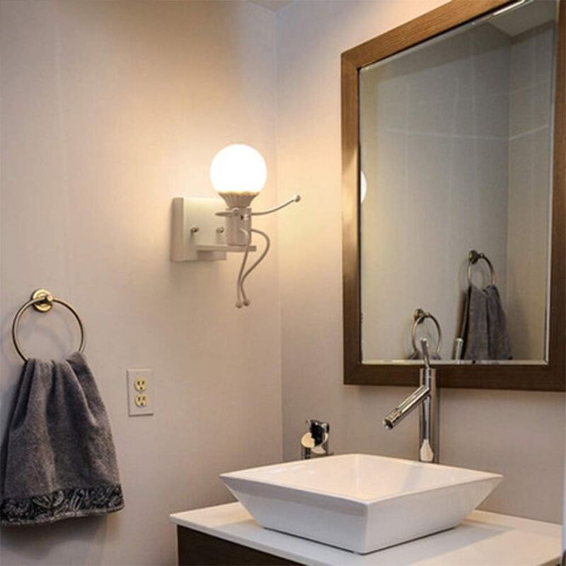 COMELY Applique Murale Créative Vintage, Lampe Murale en Fer Rétro, Décoration Artistique E27 pour Bar, Chambre, Cuisine, Salle à Manger, Café, Couloir - 1 Pièce - Blanc - Ampoule Non Incluse 3