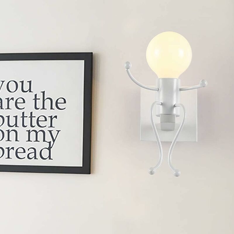 COMELY Applique Murale Créative Vintage, Lampe Murale en Fer Rétro, Décoration Artistique E27 pour Bar, Chambre, Cuisine, Salle à Manger, Café, Couloir - 1 Pièce - Blanc - Ampoule Non Incluse 4