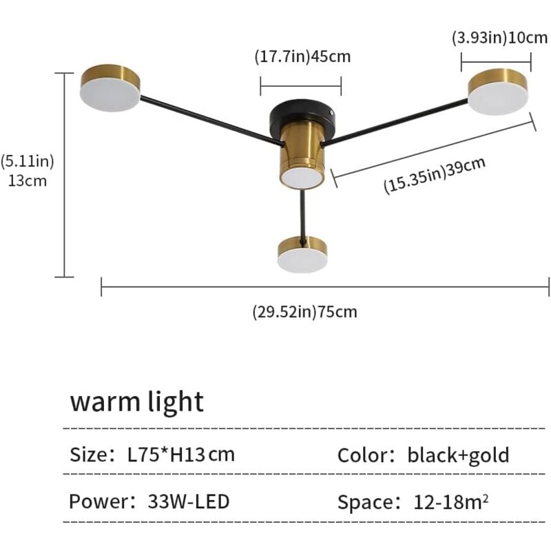 Plafonnier LED, Lumière de Chambre à Coucher Éclairage de Salon, 13W Lumière  Blanche Chaude Triangle Ultra Fin Lampe de Plafond en Acrylique Transpare