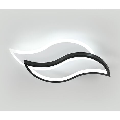 COMELY® Plafonnier LED Moderne, 28W 2800LM Lustre LED Noir, Design Créatif en Forme de Feuille, Lampe de Plafond en Acrylique pour Chambre, Salon, Salle à Manger, Cuisine, Couloir, Blanc Froid 6500K