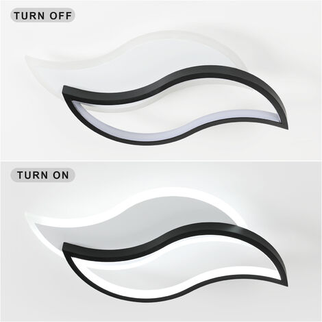 COMELY® Plafonnier LED Moderne, 28W 2800LM Lustre LED Noir, Design Créatif en Forme de Feuille, Lampe de Plafond en Acrylique pour Chambre, Salon, Salle à Manger, Cuisine, Couloir, Blanc Froid 6500K