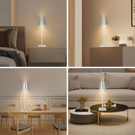 Lampe de table LED rechargeable, variateur tactile, blanc + RGB, IP54. Noir