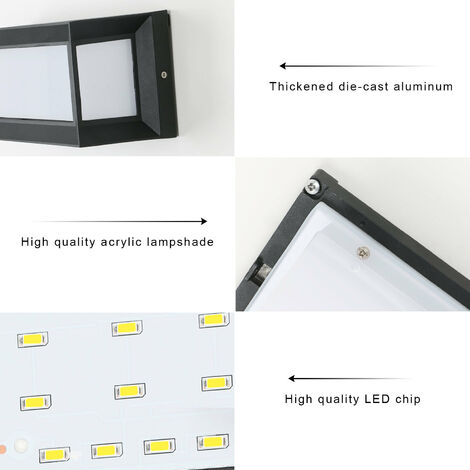 COMELY® Applique Murale LED Noire  pour Intérieur et Extérieur Puissance 18W Blanc Chaud 3000K Étanche IP65 pour Garage Terrasse et Jardin