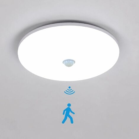 Plafonnier LED 15W avec détecteur de mouvement capteur plafonnier lampe de  salle de bain blanc chaud