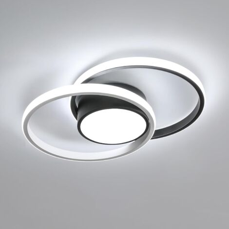 COMELY Plafonnier LED Moderne pour Salon, Luminaire de Plafond pour Cuisine, Lampe de Plafond Ronde pour Chambre et Salon, Diamètre 40cm - 42W - Noir - Lumière Blanche 6500K