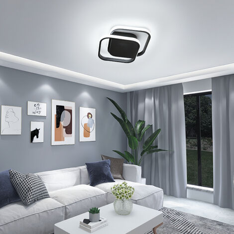 Plafonnier LED,Lampe Plafond à encastrer 24W Noir Blanc Froid 6500K  Luminaires modernes ultra-minces en