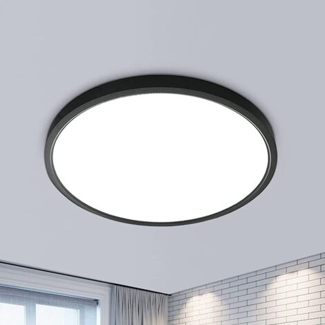 COMELY Plafonnier LED Diamètre 30cm, 24W 2160LM Luminaire de Plafond, Plafonnier LED Salle De Bain, Pour Chambre, Salle De Bain, Cuisine, Couloir, Balcon - Noir - Lumière Blanche 6500K (1/5)