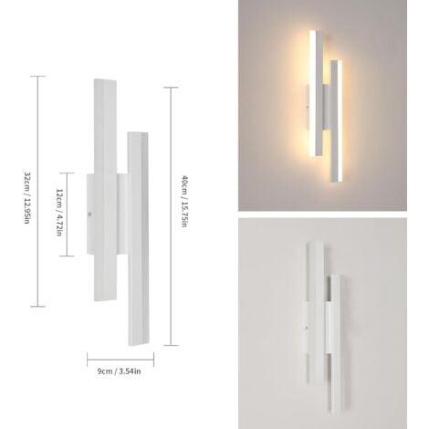 Comely Applique Murale Intérieure LED Moderne, 16W 1800LM Lampe Murale  3000K Blanc Chaud, Acrylique et Métal