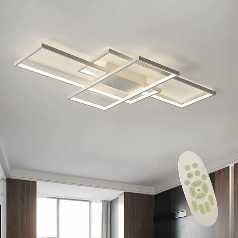 Plafonnier LED Moderne Dimmable Lustre Salon Blanc, 100W, 110