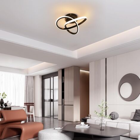 COMELY® Plafonnier LED Moderne, Luminaire Plafonnier LED Créatif en Aluminium 30W, Lampe de Lustre pour Cuisine, Salon, Chambre, Salle à Manger - Noir - Lumière Chaude 3000K