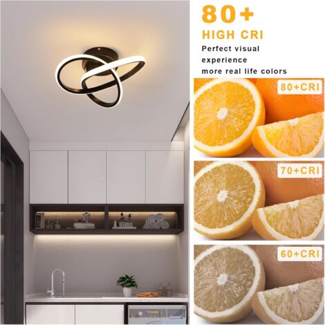 COMELY® Plafonnier LED Moderne, Luminaire Plafonnier LED Créatif en Aluminium 30W, Lampe de Lustre pour Cuisine, Salon, Chambre, Salle à Manger - Noir - Lumière Chaude 3000K