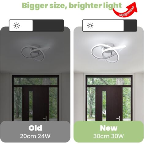COMELY® Plafonnier LED Moderne Design Créatif en Aluminium Lampe de Lustre pour Cuisine Salon Chambre Salle à Manger（2PCS Blanc 30W Lumière Blanche Froide 6500K）