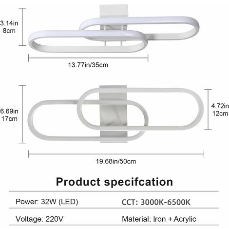 COMELY Plafonnier LED Dimmable 32W - Luminaire Moderne en Acrylique Blanc 50cm 3600LM, 3000K-6500K avec Télécommande, Idéal Salon, Chambre, Cuisine, Salle de Bain, Balcon