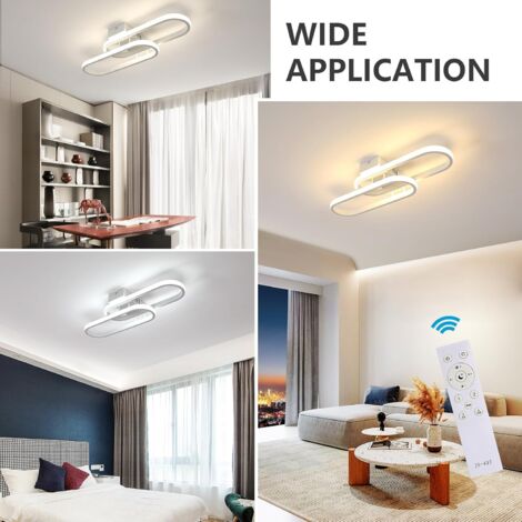 COMELY Plafonnier LED Dimmable 32W - Luminaire Moderne en Acrylique Blanc 50cm 3600LM, 3000K-6500K avec Télécommande, Idéal Salon, Chambre, Cuisine, Salle de Bain, Balcon