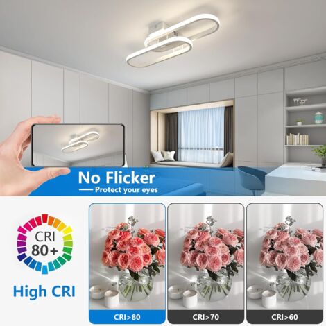 COMELY Plafonnier LED Dimmable 32W - Luminaire Moderne en Acrylique Blanc 50cm 3600LM, 3000K-6500K avec Télécommande, Idéal Salon, Chambre, Cuisine, Salle de Bain, Balcon