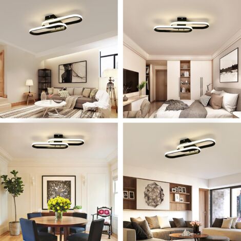 COMELY Plafonnier LED Moderne 32W 3600LM 50cm - Acrylique Noir, Lumière Naturelle 4500K, Idéal Salon, Chambre, Cuisine, Salle de Bain, Balcon