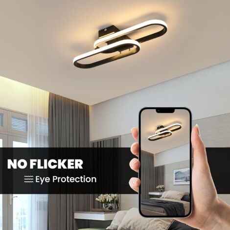 COMELY Plafonnier LED Moderne 32W 50cm - Luminaire en Acrylique Noir, 3600LM, Blanc Chaud 3000K, Idéal Salon, Chambre, Cuisine, Salle de Bain, Balcon