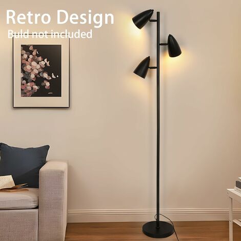 Lampadaire sur pied en bois,corde et métal noir, Osasy luminaire moderne  Lampe de 169 cm de haut dans un chambre vintage,Lampe de Salon avec  Interrupteur, 2* E27 Douille(max. 60 Watt）