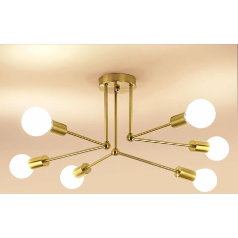 Lustre Sputnik, plafonnier noir E27, plafonnier moderne à 3 têtes, luminaire industriel en métal, lustre vintage (ampoule non incluse) | Leroy Merlin