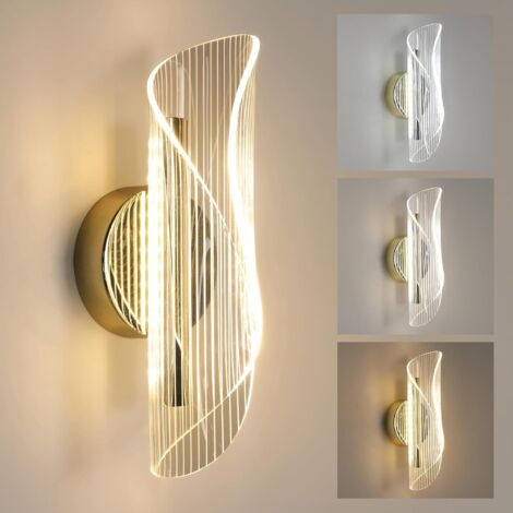 COMELY Applique Murale Intérieure, 16W 3 Température de Couleur Réglable Lampe Murale LED Moderne, Créatif Spirale Design Or Luminaire Mural Interieur pour Chambre Salon Couloir Escalier, 3000K-6500K (1/5)