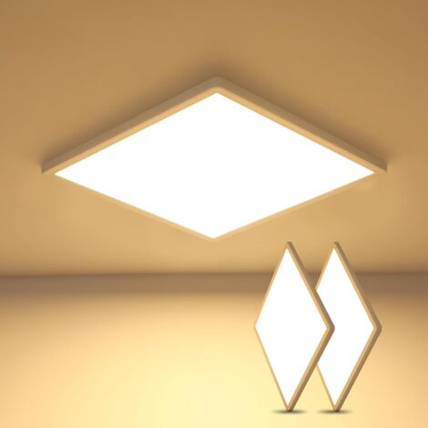 COMELY Lot de 2 Plafonniers LED, Plafonnier Salon Carré Ultra-Mince 30CM, Luminaire Plafonnier Moderne 24W pour Salle de Bain Chambre Cuisine Salon Balcon - Lumière Chaude 3000K