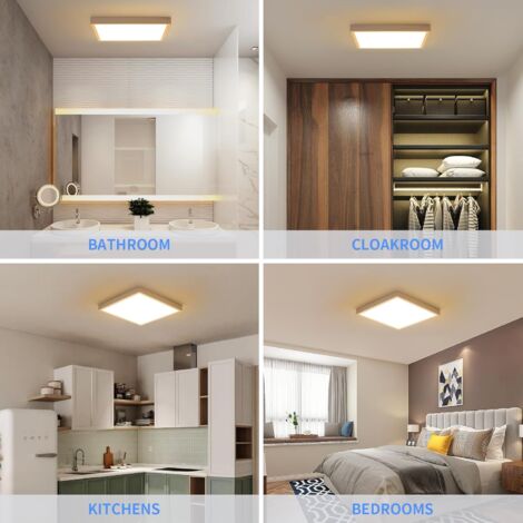 COMELY Lot de 2 Plafonniers LED, Plafonnier Salon Carré Ultra-Mince 30CM, Luminaire Plafonnier Moderne 24W pour Salle de Bain Chambre Cuisine Salon Balcon - Lumière Chaude 3000K
