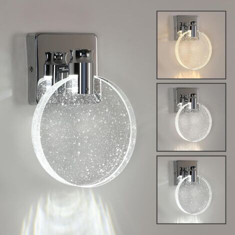 COMELY® Applique Murale LED, Style Scandinave, Dimmable 3000K/4500K/6500K, Lampe Murale Moderne LED, Acrylique, pour Chambre, Chevet, Couloir, Salon, Salle - Chrome