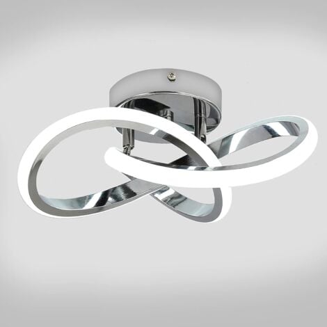 COMELY® Plafonnier LED Moderne, Lampe de Plafond 22W 2500LM, Lustre pour Chambre, Salon, Couloir, Diamètre 25cm - Chrome - Lumière Blanche 6500K