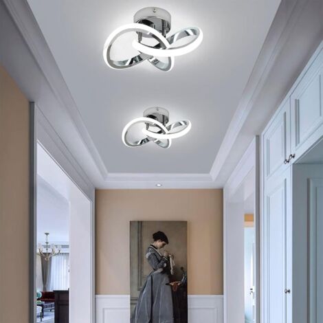 COMELY® Plafonnier LED Moderne, Lampe de Plafond 22W 2500LM, Lustre pour Chambre, Salon, Couloir, Diamètre 25cm - Chrome - Lumière Blanche 6500K