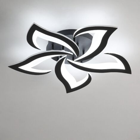 Comely – Plafonnier LED moderne 48W – Abat-jour en acrylique noir – Température de couleur 6000K – Éclairage pour 20-25m²