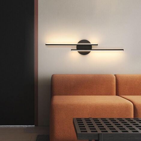 COMELY Applique Murale Interieur, Moderne Lampe Murale Noir, 24W Appliques LED Design Lignes Parallèles, 3000K Blanc Chaud, Luminaire Murals en Acryliquel pour Chambre, Salon, Hôtel, Escalier, Allée