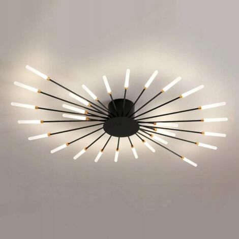 COMELY Plafonnier LED moderne 28 têtes noir encastré plafonnier acrylique abat-jour lustres pour chambre d'enfants chambre salon 4500K lumière neutre en forme de fleur (1/5)