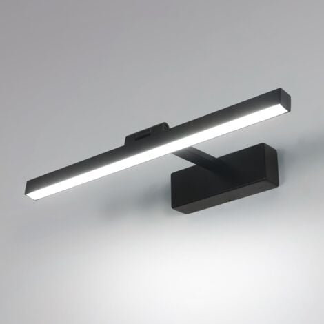 COMELY Lampe Miroir Salle de Bain 9W 1100LM 220V, 40cm Lampe Miroir Applique LED Salle de Bain, Blanc Froid 6500K Luminaire Salle de Bain IP40, Noir [Classe énergétique E]