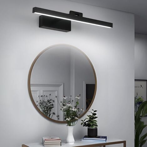 COMELY Lampe Miroir Salle de Bain 9W 1100LM 220V, 40cm Lampe Miroir Applique LED Salle de Bain, Blanc Froid 6500K Luminaire Salle de Bain IP40, Noir [Classe énergétique E]
