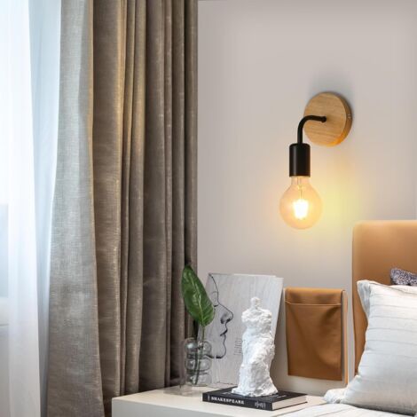 COMELY 8 Pack Applique Murale Interieur Industrielle, Appliques Murale Bois, Noir, Lampe Murale Métal Decoration Murale Rétro, pour Salon, Chambre à Coucher Ampoules Non comprises