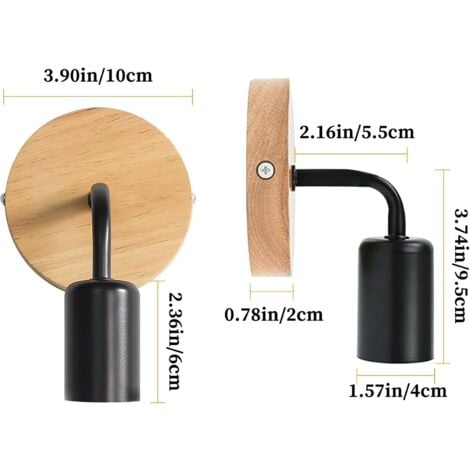 COMELY 8 Pack Applique Murale Interieur Industrielle, Appliques Murale Bois, Noir, Lampe Murale Métal Decoration Murale Rétro, pour Salon, Chambre à Coucher Ampoules Non comprises