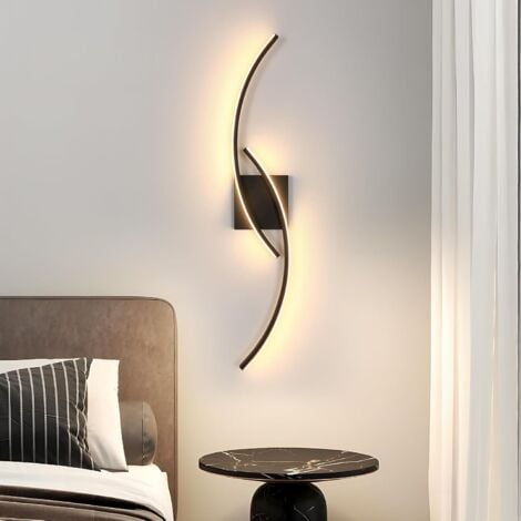 COMELY Applique Murale Interieur, 27W 3000LM Moderne Lampe Murale Design Lignes, 3000K Blanc Chaud, Luminaire Mural pour Chambre Salon Couloir Escalier Alle à Manger, Noir [Classe énergétique E]
