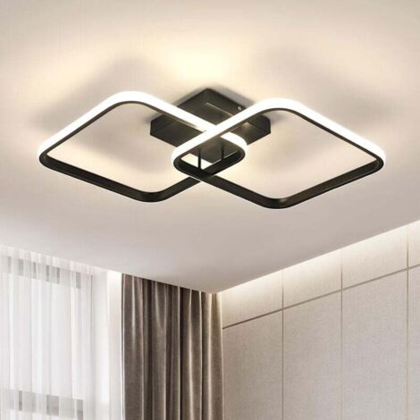COMELY Plafonnier LED 42W 4725LM, Luminaire Plafonnier Carré Lumière Naturelle 4500K, Moderne Lampe de Plafond Acrylique pour Salon Chambre à Coucher Cuisine Salle de Bain, 59cm, Noir (1/5)