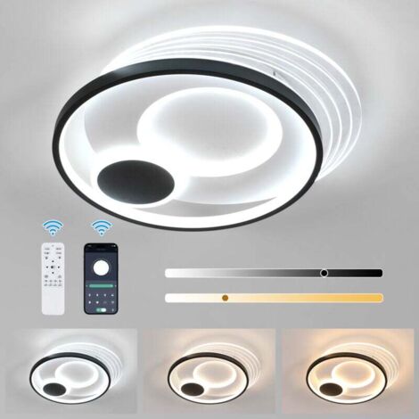 COMELY Plafonnier LED Dimmable , 31W Lampe de Plafond Rond Chambre avec Télécommande 3000K-6500K, Luminaire Plafonnier Salon Moderne pour Cuisine Couloir Salle à Manger, Dia 45cm (1/5)