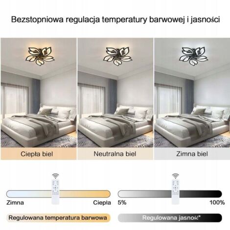 Plafonnier LED Dimmable Comely 45W 6000LM - Noir Avec Télécommande | Pour Salon, Chambre, Salle à Manger