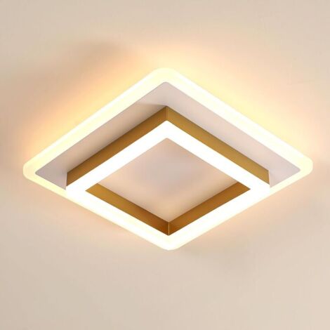 COMELY Plafonnier LED Moderne, 30 W 3600 LM Géométrique Design Luminaire Plafonnier Doré en Acrylique pour Chambre Cuisine Coucher Chambre Couloir, Blanc Chaud 3000K (1/5)