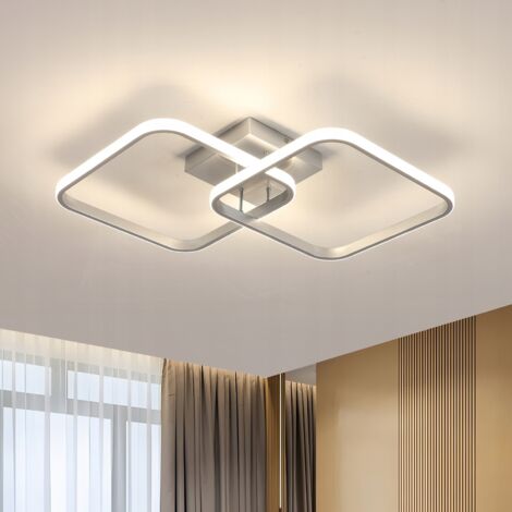 COMELY Plafonnier LED Salon Moderne, 42W 4725LM Luminaire Plafonnier LED Argent Carré en Aluminium, Lampe de Plafond LED Chambre Acrylique pour Cuisine, Salle à Manger, Lumière Neutre 4500K, 64CM (1/5)