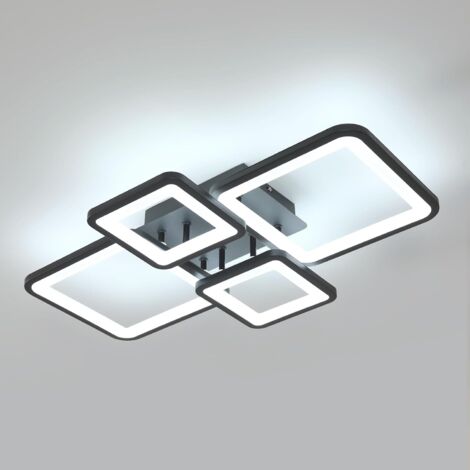 COMELY Plafonnier LED 56W 6300LM, Moderne Luminaire Plafonnier en Aluminium 62CM, Noir Rectangulaire Lampe de Plafond LED pour Salon,Cuisine,Chambre,Lumière Blanche Froide 6500K (1/5)