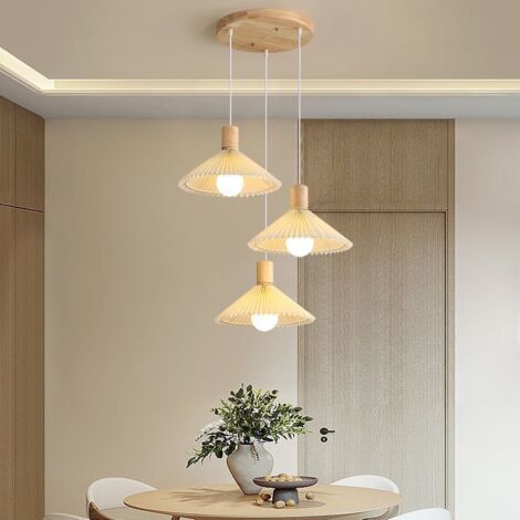 Comely – Suspension vintage en bois et métal – Abat-jour cage E27 – Tension 110V-240V – Longueur câble 120 cm – Éclairage pour salon et cuisine (1/5)