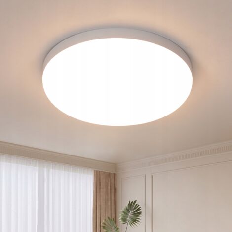 Plafonnier LED Extra-Plat 25cm, Blanc 3000K 28W IP44, Pour Salle de Bain Humide/Balcon/Garage (1/5)