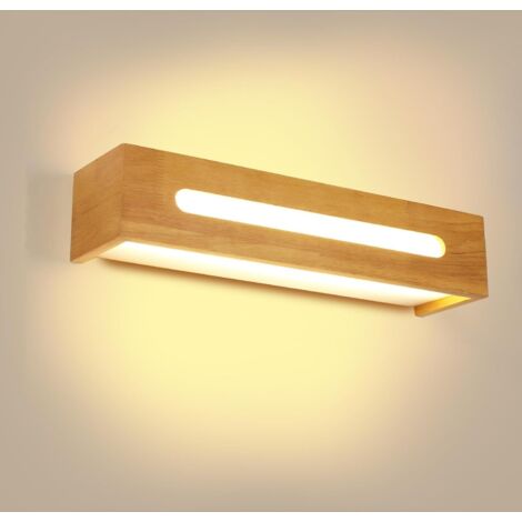 Applique Murale Intérieure LED, Moderne Lampe Murale LED 18W 2025LM, Luminaire Murale en Bois pour Chambre Salon Couloir Escalier, 3000K Blanc Chaud (1/5)