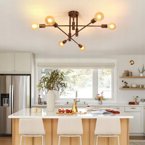 Plafonnier Industriel, Lampe de plafond, Lustre industriel E27, 6-Luminaire suspension pour Chambre à coucher Salon (ampoule non incluse) (1/5)