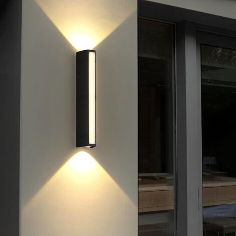 LED Applique Murale Interieur Exterieur, Noir 19W 2137LM Lampe Murale Extérieures en Aluminium IP65 Étanche, Blanc Chaud 3000K pour Couloir Jardin Chambre Terrasse (1/5)