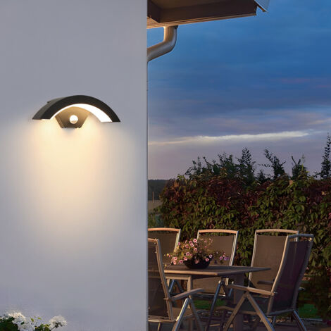 Applique LED extérieure détecteur de mouvement 24W IP65 6500K lampe murale moderne jardin – Noir - Bricolage