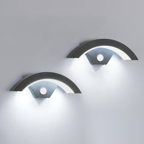 COMELY Appliques Extérieures En U avec Détecteur de Mouvement, Lot de 2, Noir, 16W, Lumière Blanche 6500K, IP65 Étanche, Pour Jardin, Terrasse, Allée, Sécurité et Éclairage Automatique (1/5)